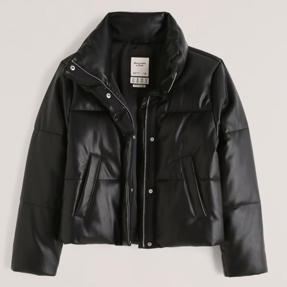 NWOT Abercrombie Women's Vegan Leather Mini Puffer